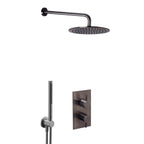 Gunmetal Shower Pack with 2 Outlet Concealed Valve, Fixed Shower Head and Arm & Shower Handset