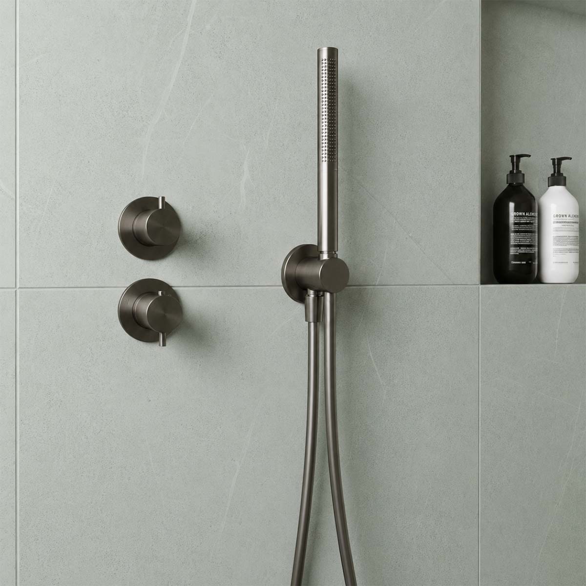 Gunmetal shower handset with shower hose and holder 