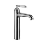 High rise basin tap with white lever