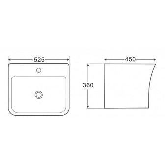 Wall Hung Wash Basin with Ceramic Body - White Secondary image