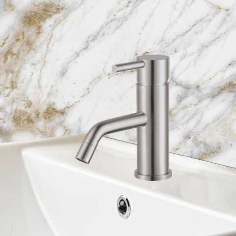 brushed stainless steel basin mixer tap