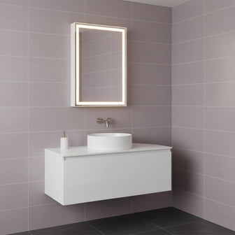 Illuminated  mirror with shaving socket and demister Main image