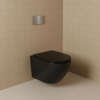 In wall concealed cistern frame with flush plate and wall hung toilet Main image