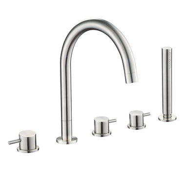 Inox 5 Hole Deck Mounted Bath Shower Mixer with Pull Out Handset
