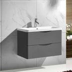 Isla Wall Hung Drawer Unit with Deep Ceramic Basin in Classy Grey Finish 