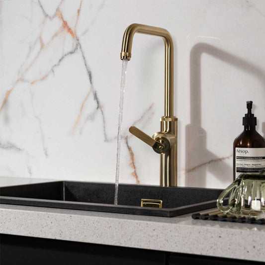 Kitchen sink mixer tap brushed brass 1200