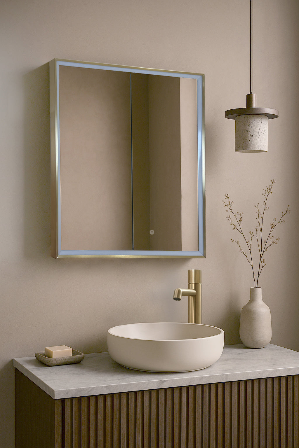 Luca Bathroom Mirror Cabinet with LED Light, Sensor and Shaver Socket - 500x700mm