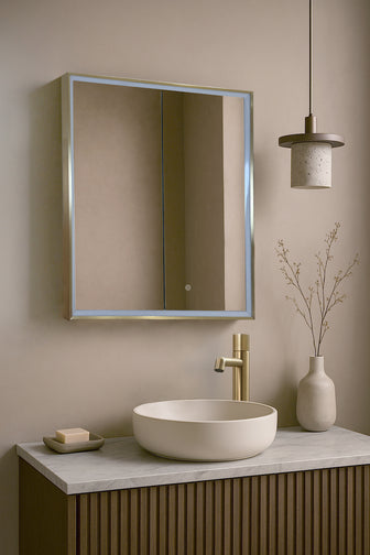 Luca Bathroom Mirror Cabinet with LED Light, Sensor and Shaver Socket - 500x700mm Secondary image