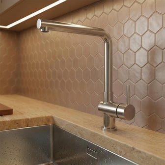 L shape kitchen sink tap with single lever Main image
