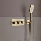 Landscape brushed brass three outlet shower valve 