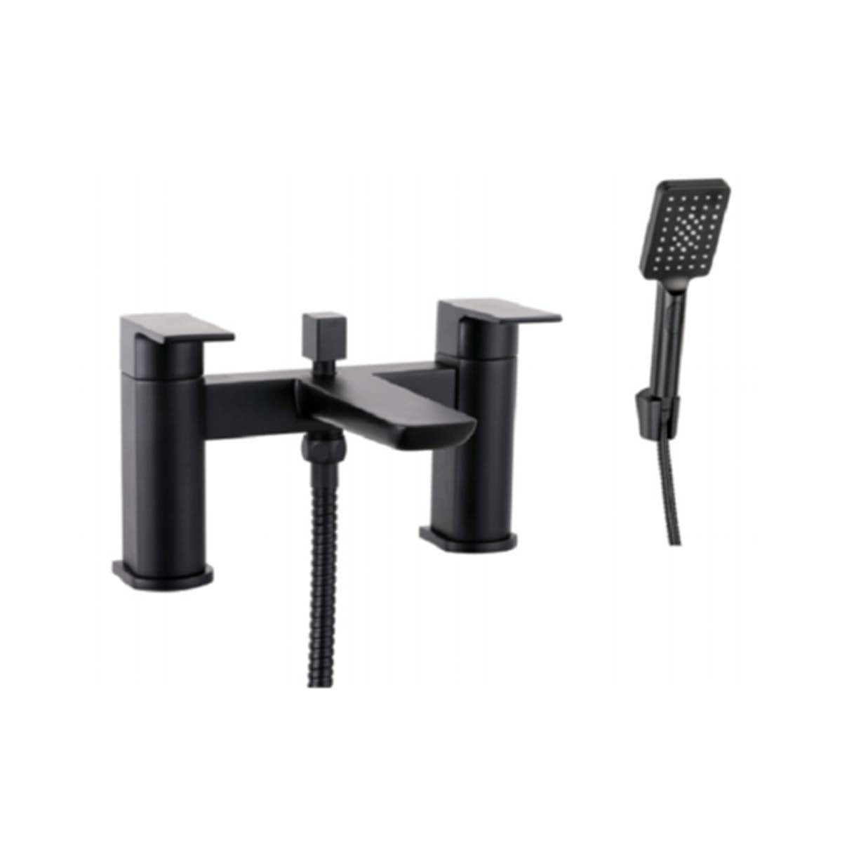 Matt-Black Dual-Control Bath Mixer Tap with Shower Kit