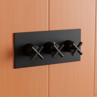 Matt Black 2 Outlet Concealed Shower Mixer Valve – Landscape Main image