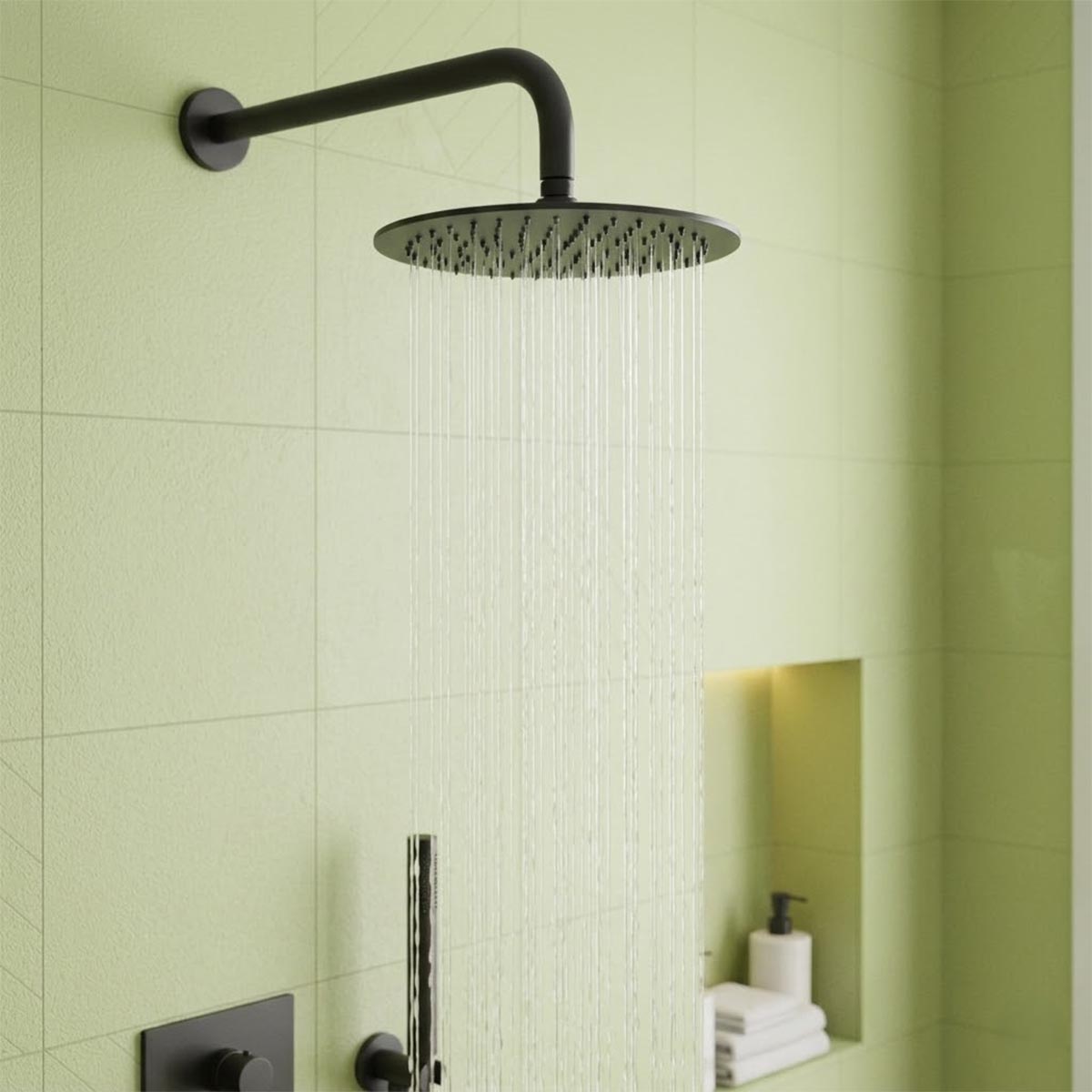 Matt Black Fixed Wall Mounted Shower Arm 400mm