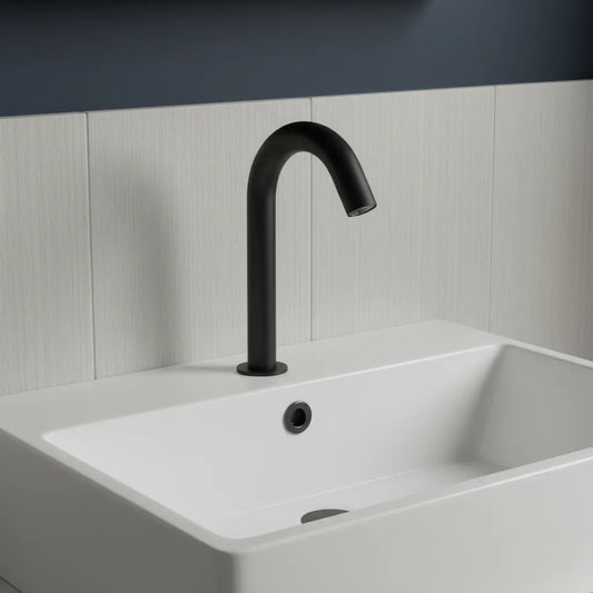 Deck Mounted Black Sensor Tap - Matt Black