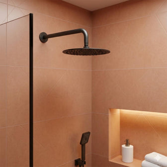 Matt Black Shower Head 200mm with Wall Mounted Shower Arm 400mm Secondary image