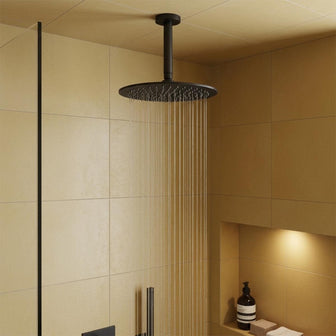 Matt Black Shower Head with Rainfall Spray - 300mm Main image