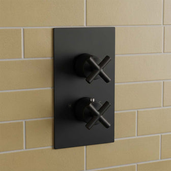 Matt Black Single Outlet Concealed Thermostatic Shower Mixer Valve Main image