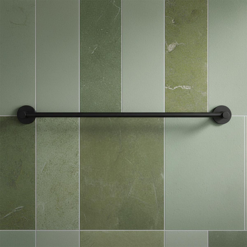 Matt Black Single Towel Bar 600mm 