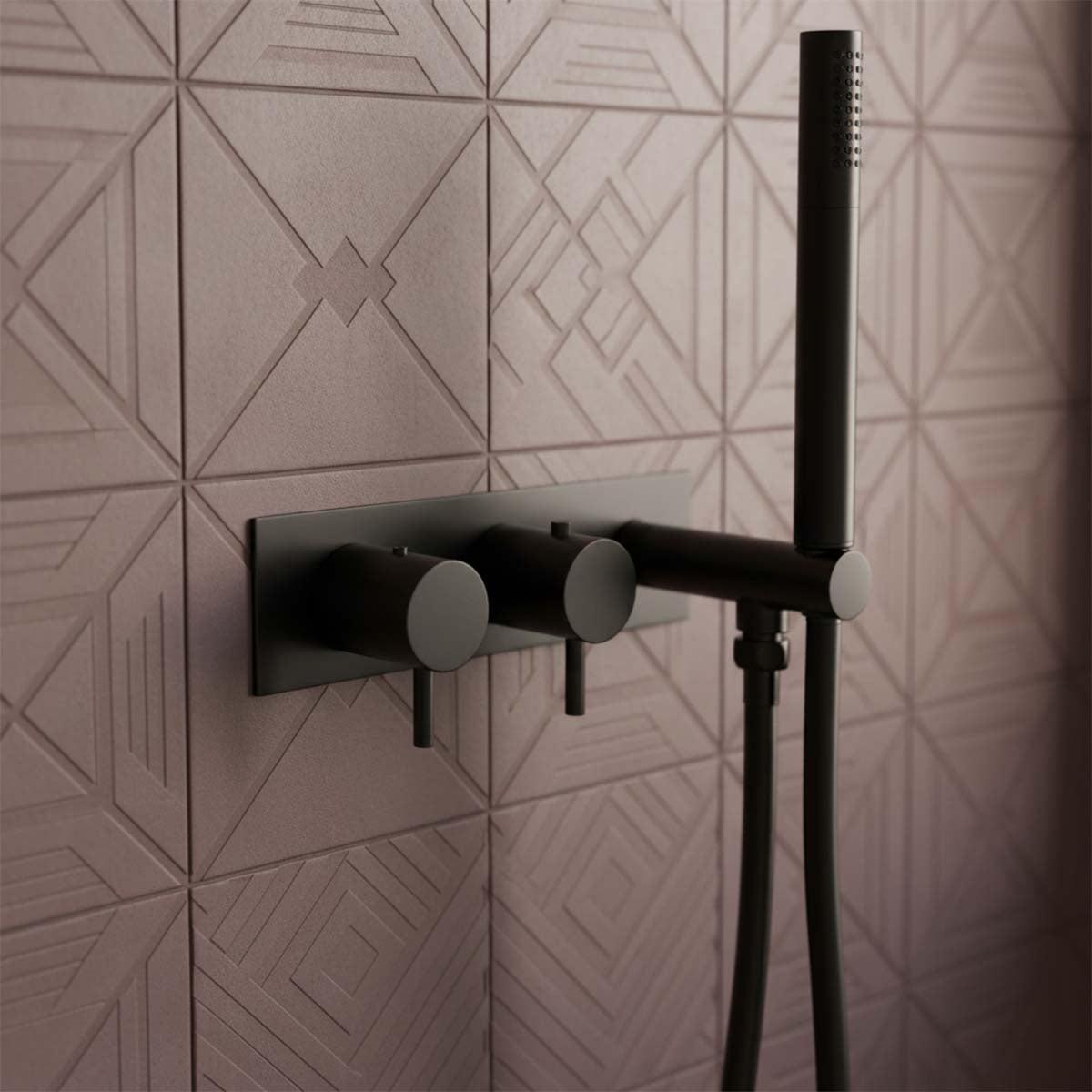 Matt Black 2 Way Concealed Shower Valve & Handset