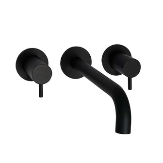 Matt Black Three Hole Wall Mounted Basin Mixer Tap Secondary image