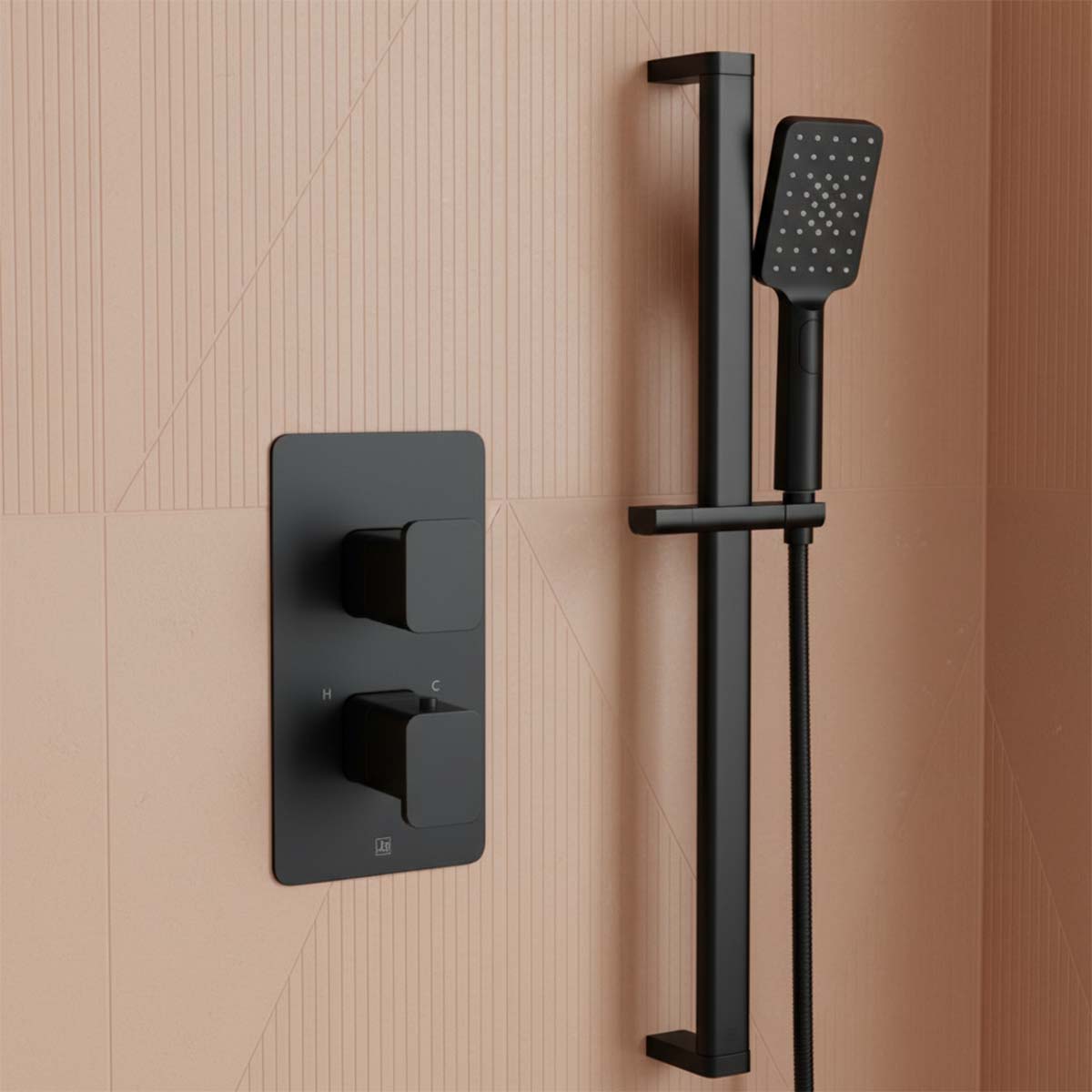 Matt black 2 way concealed shower valve