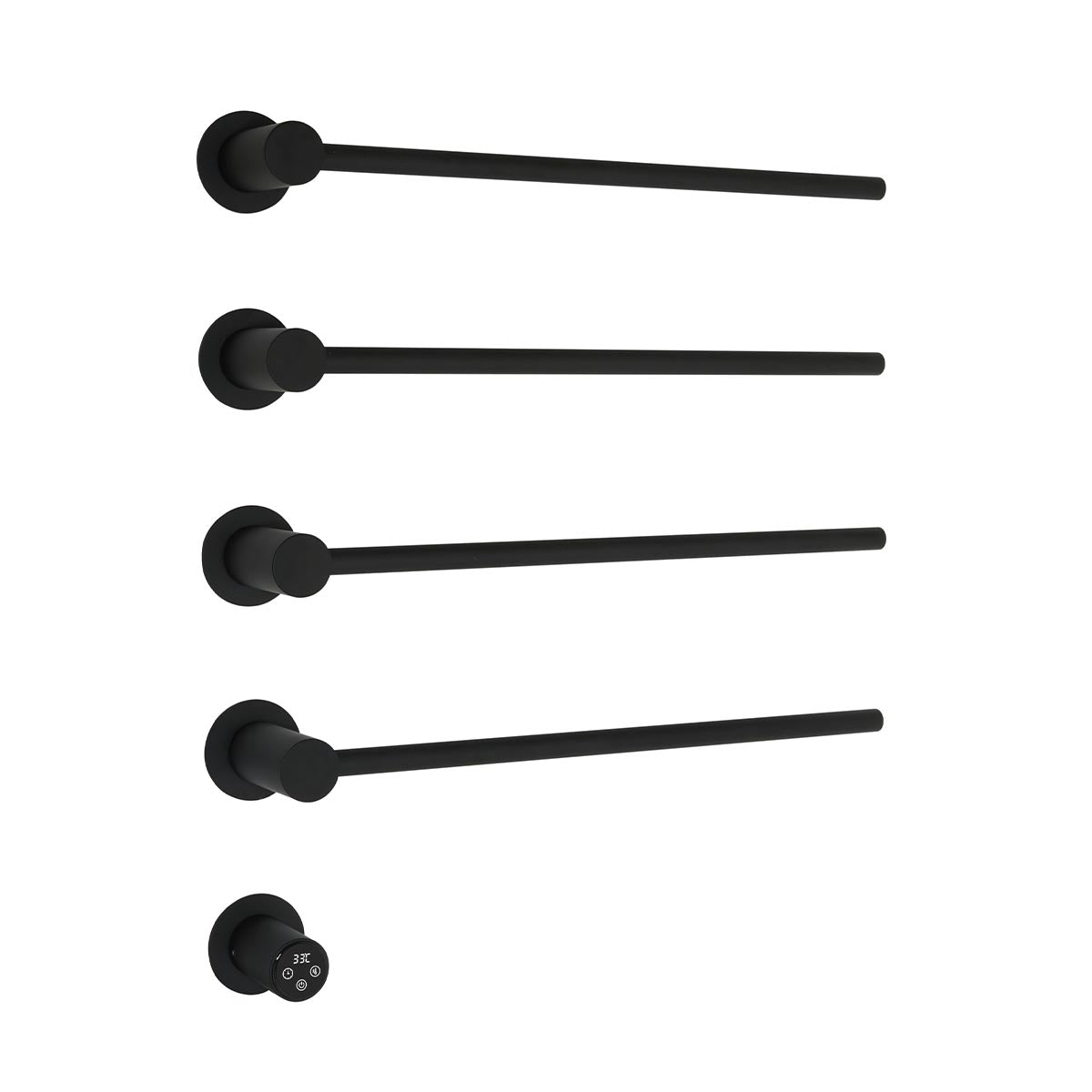 Matt black electric towel warmer bar