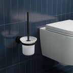 Matt black toilet brush holder with brush