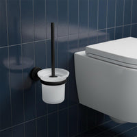 Matt black toilet brush holder with brush