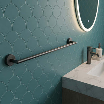 Matt black towel holder bar Main image