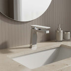 Mono Basin Mixer Tap with White Lever – Chrome