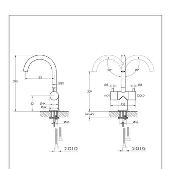 Mono Basin Mixer Tap with Swivel Spout - Brushed Brass Secondary image