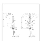 Mono basin tap with two levers and swivel spout