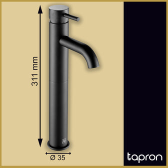Tall Mono Basin Mixer Tap with Knurled Handle - Matt Black Secondary image