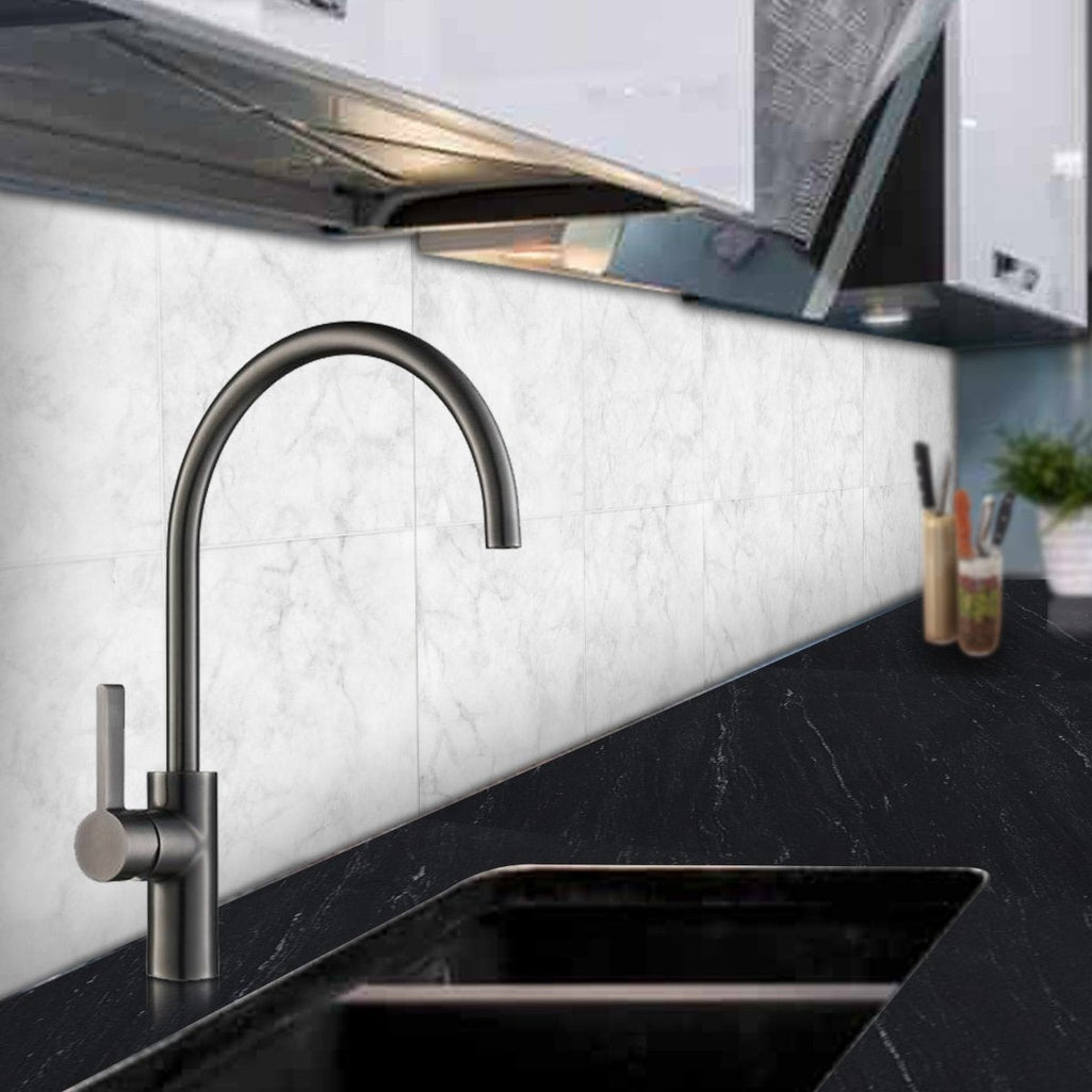 Monobloc Black Kitchen Tap with Swivel Spout - Brushed Black Finish
