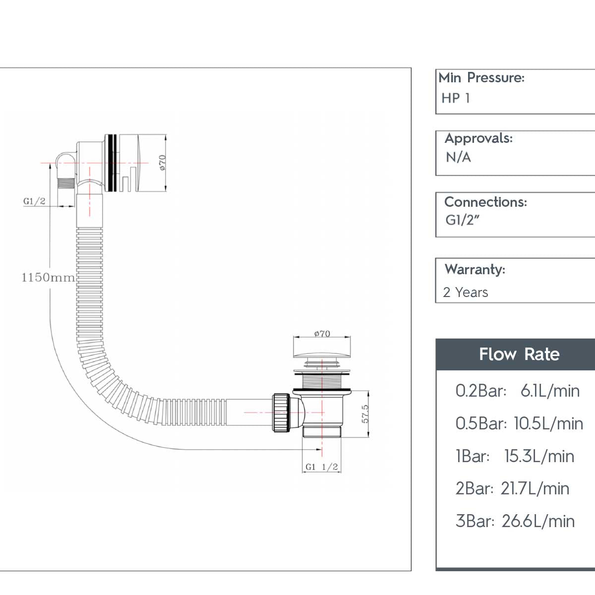 Nickel Slimline Exofil Bath Filler and Click Clack Waste Secondary image