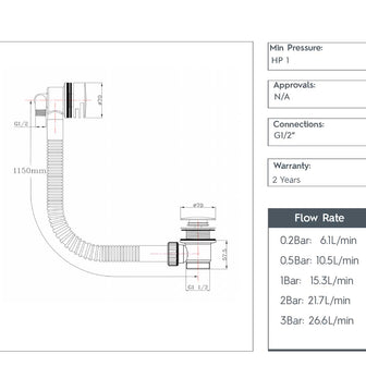 Nickel Slimline Exofil Bath Filler and Click Clack Waste Secondary image
