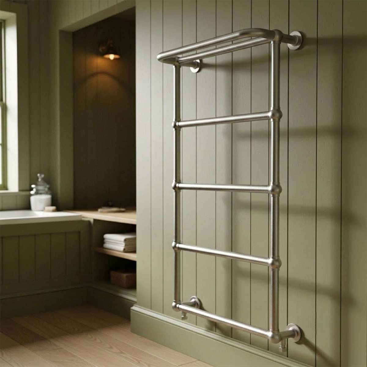 Nickel dual fuel towel rail wall mounted 