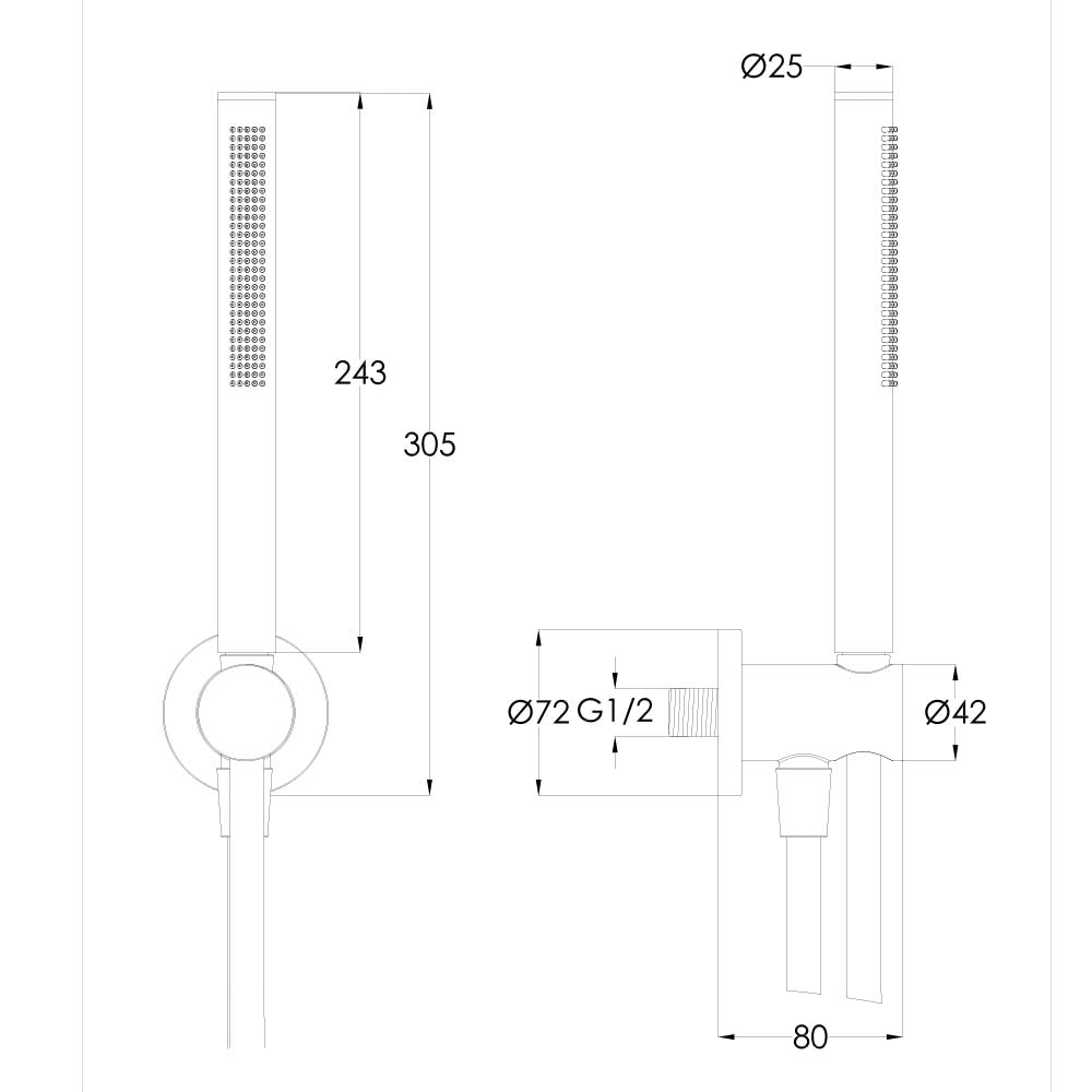 Round Matt Black Water Elbow with Bracket, Shower Handset and Hose Secondary image