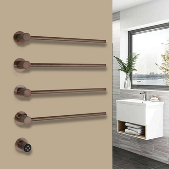 PrimeHeat Open Ended Heated Towel Bars - Brushed Brass and Brushed Bronze Secondary image