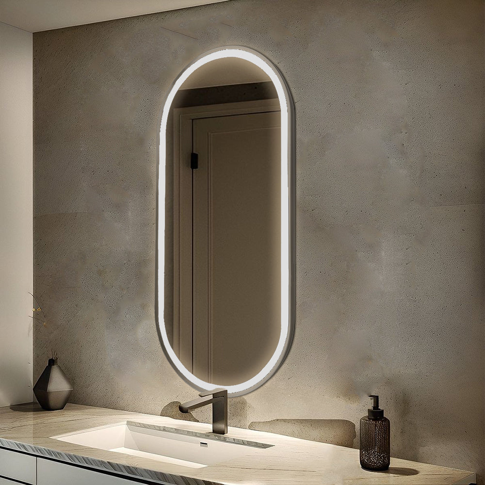 Matt Black Oval Demister Mirror | Oval LED Bathroom Mirror