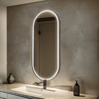 Oval LED Bathroom Mirror with Demister and Touch Sensor