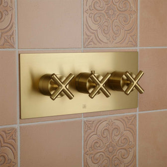 Triple Outlet Advanced Concealed Thermostatic Mixer Valve - Brushed Brass Main image