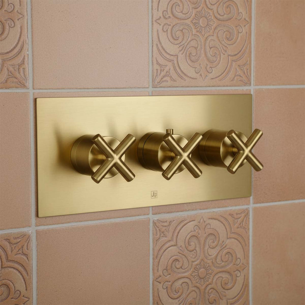 Triple Outlet Advanced Concealed Thermostatic Mixer Valve - Brushed Brass