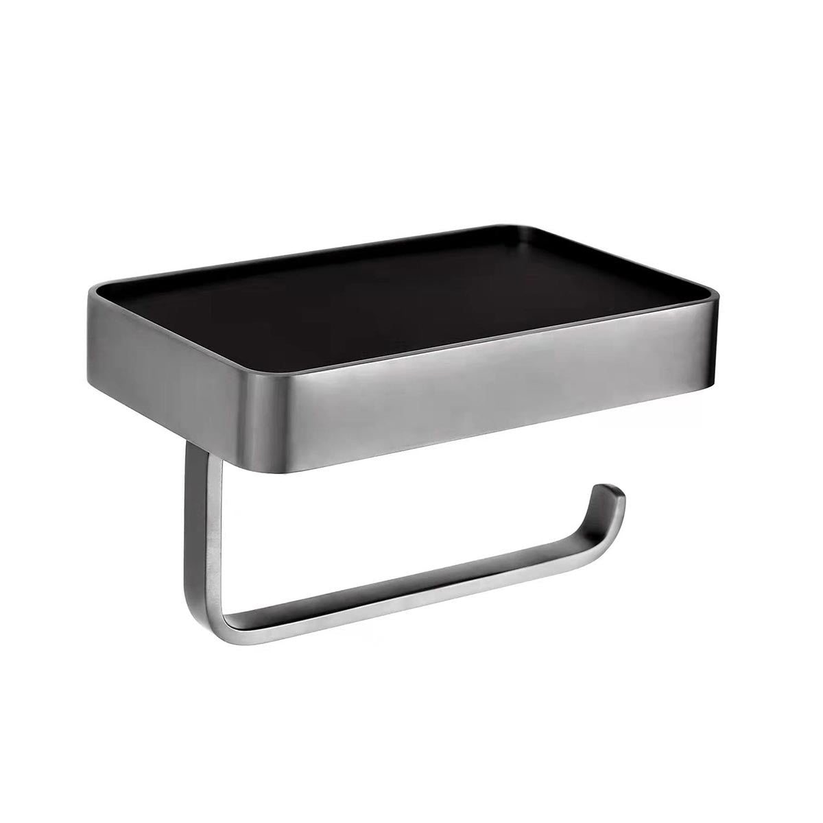 Black Toilet Roll Holder with Mobile Phone Shelf Secondary image