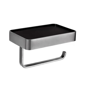 Black Toilet Roll Holder with Mobile Phone Shelf Secondary image
