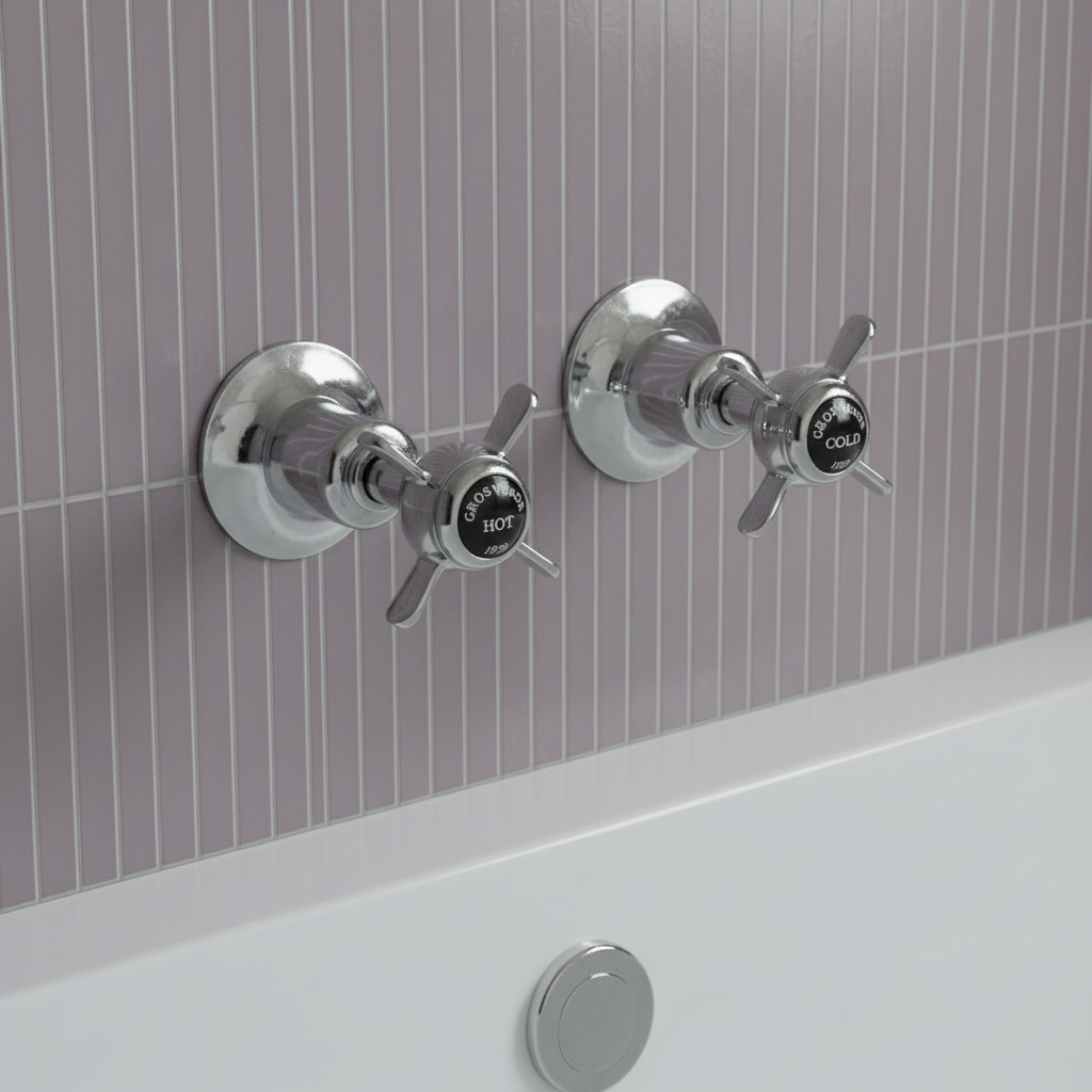 Crosshead Bath Side Wall Mounted Valves - Chrome