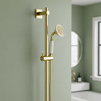 Polished Gold Shower Riser Rail Kit with Handset made of brass