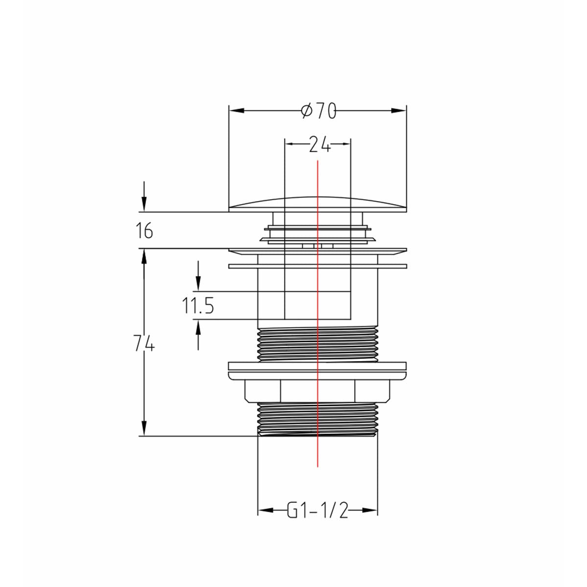 Pop Up Bath Waste with Encapsulated Overflow for Freestanding Bath - technical details