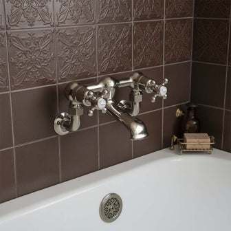 Traditional Wall Mounted Bath Filler Tap - Brushed Nickel Main image
