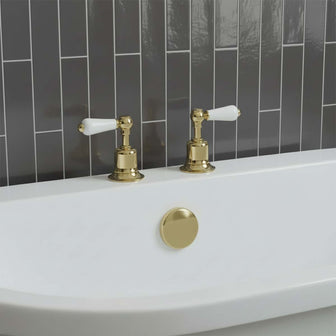 Traditional Deck Mounted Bath Side Valves Lever Handles - Gold Main image